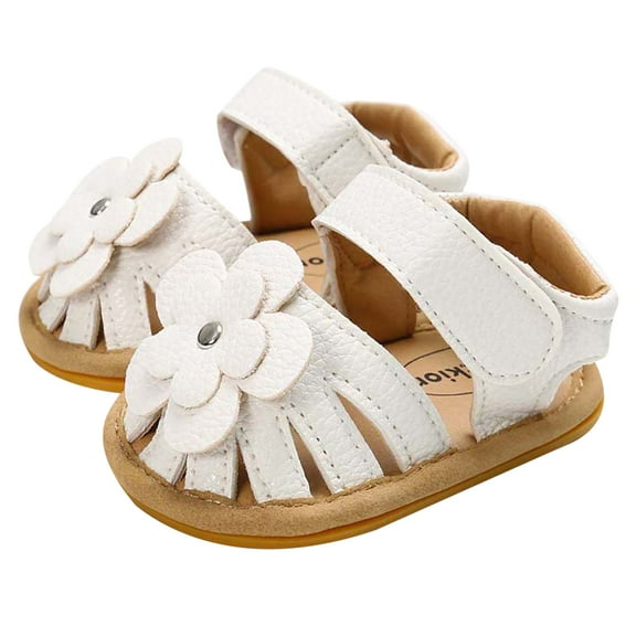 FRSASU Kids Sandals Toddler Infant Leather Sandals Summer Bowknot Flats Flower Shoes White 100(100)