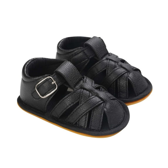 FRSASU Kids Sandals Toddler and Boys Sandals Printed Soft Sole Cutout Sandals Black 5M(12)