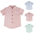 thumbnail image 1 of FRSASU Kids Short Sleeve Button Down Cotton Shirts Solid StripedSeersucker Shirt with Chest Pocket 5-14 Years Red, 1 of 3
