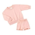 thumbnail image 1 of FRSASU Kids Suit Set Clearance Girls Boys Fall Winter Long Sleeve Round-Neck Blouses and Shorts Baby Sport Suit Pink 5-6 Years, 1 of 2