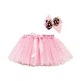 thumbnail image 1 of FRSASU Kids Suit Set Clearance Toddler Girls Party Dance Costume Splice Net Yarn Sequins Tulle Skirt Bow Hairpin Suit Pink 9-11 Years, 1 of 4