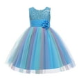 thumbnail image 1 of FRSASU Kids dress Clearance Toddler Girls Color Net Yarn Bowknot Birthday Party Flowers Gown Kids Dresses Blue 5-6 Years, 1 of 5