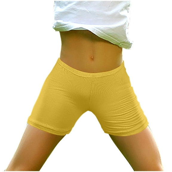 FRSASU Kids shorts ,Girls Spring and Summer Solid Elastic Waist Kids Shorts Yellow 7-8 Years