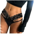 thumbnail image 1 of FRSASU Lace Thong Panties T back Lingerie Soft Comfortable Elegant Nightwear Black M(M), 1 of 4