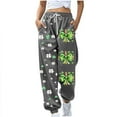 thumbnail image 1 of FRSASU Ladies' St. Patrick's Day Printed Elastic Waist Loose Casual Ankle Pants with Pockets Gray, 1 of 5
