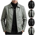 thumbnail image 1 of FRSASU Leather Jacket for Men Motorcycle Big and Tall Biker Outwear Lightweight Zip Up Slim Fit Coats Green, 1 of 9