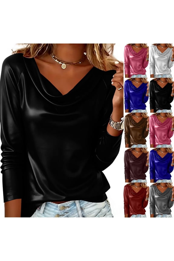 Leather Tops for Women Dressy Casual Shirts Loose Fit Vintage Long Sleeve Blouse Casual Fashion Tops White