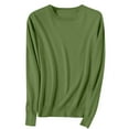 thumbnail image 1 of FRSASU Sweaters for Women Long Sleeve Crewneck Tops Solid Color Warm and Soft Knitted Pullover Blouse Green, 1 of 6