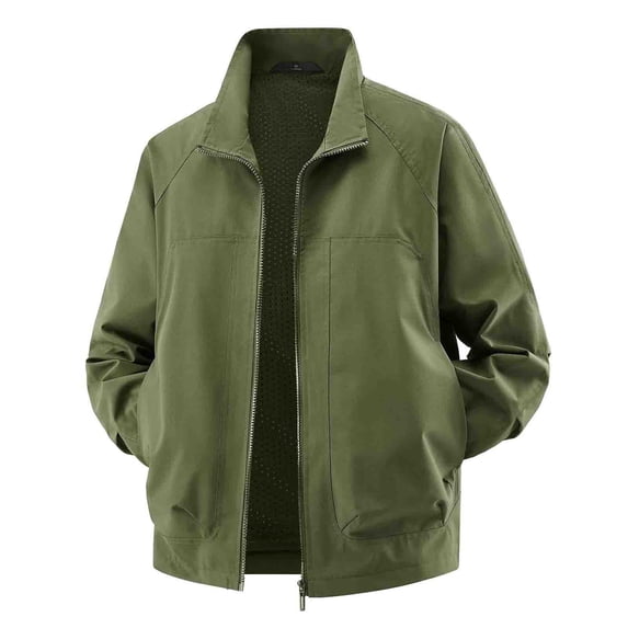 FRSASU Lightweight Jackets for Men Casual Windbreaker Stylish Light Fall Spring Golf Work Dress Business Coat Army Green-C
