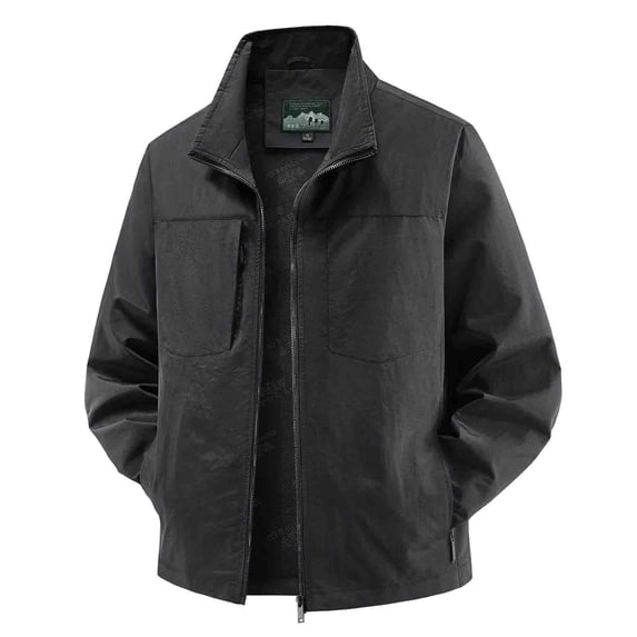 FRSASU Lightweight Jackets for Men Casual Windbreaker Stylish Light Fall Spring Golf Work Dress Business Coat Black-B