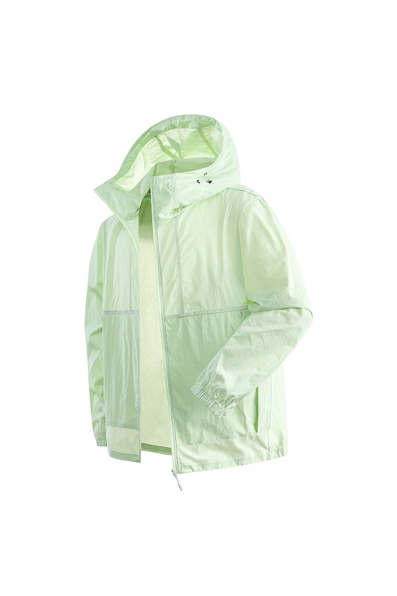 Lightweight Sun Protection Jackets for Men Upf 50+ Sun Hoodie Shirt Zip Outdoor Sport Fishing Running Jackets Green