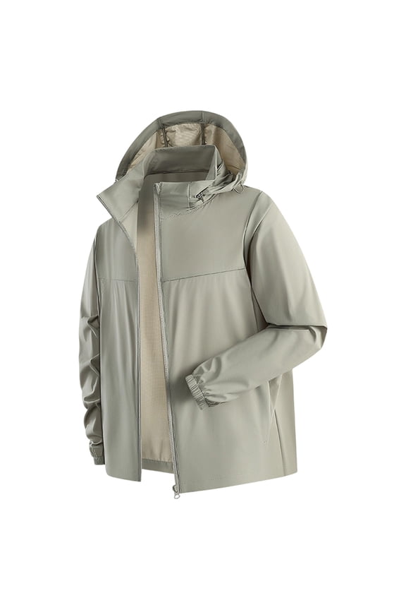 Lightweight Sun Protection Jackets for Men Upf 50+ Sun Hoodie Shirt Zip Outdoor Sport Fishing Running Jackets Green