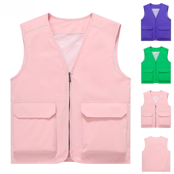 FRSASU Lightweight Vest for Men Outerwear Casual Sleeveless Summer Jacket Outdoor Hiking Travel Golf Vest with Pockets Purple