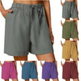 thumbnail image 1 of FRSASU Linen Shorts for Women High Waisted Cotton Lightweight Wide Leg Summer Beach Bermuda Slacks with Pockets Yellow, 1 of 7