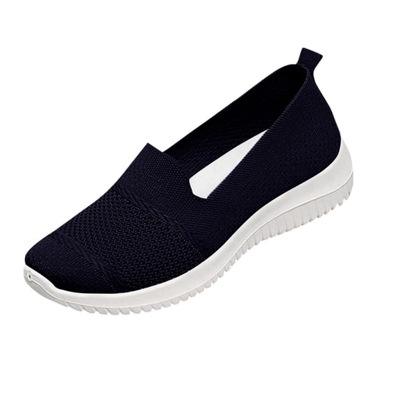 FRSASU Loafers for Women Comfort Slip On Walking Shoes Knit Dressy Comfortable Business Casual Work Flats Dark Blue