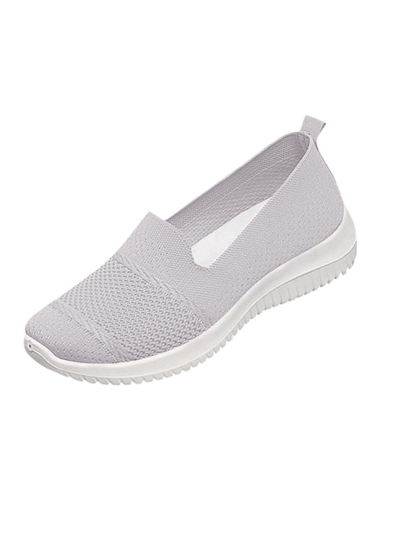Loafers for Women Comfort Slip On Walking Shoes Knit Dressy Comfortable Business Casual Work Flats Gray