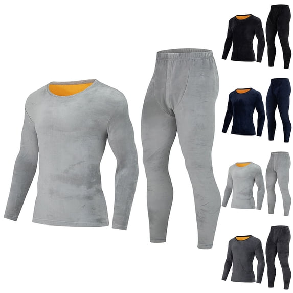 FRSASU Long Johns for Men thermal Underwear Soft Fleece Lined Base Layer Set thermal Top Bottom Set for Outdoor Sports Skiing Hiking Travel Navy