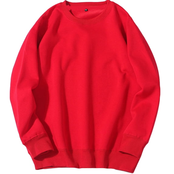 FRSASU Long Sleeve Shirts for Men Crewneck Sweatshirts Casusal Solid Athletic Gym Workout Loose Pullover Tee Tops Red