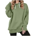 thumbnail image 1 of FRSASU Long Sleeve Shirts for Women Loose Tops Solid Color Round Necke Thumb Hole Oversized Shirts Green M(M), 1 of 9