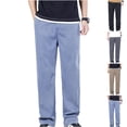 thumbnail image 1 of FRSASU Loose Straight Leg Denim Pants for Men Stretch Cotton Solid Elastic Waist Drawstring Casual Jeans with Pockets Gray, 1 of 6