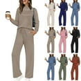thumbnail image 1 of FRSASU Lounge Sets for Womens 2 Piece Outfits Crewneck Long Sleeve Tops Wide Leg Pants Casual Travel Sweatsuit Pink, 1 of 9