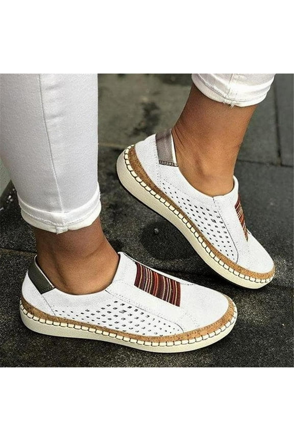Low-Top Women's Fashion Casual Sneakers Comfortable Flats Breathable Women Low Slip on Shoes White
