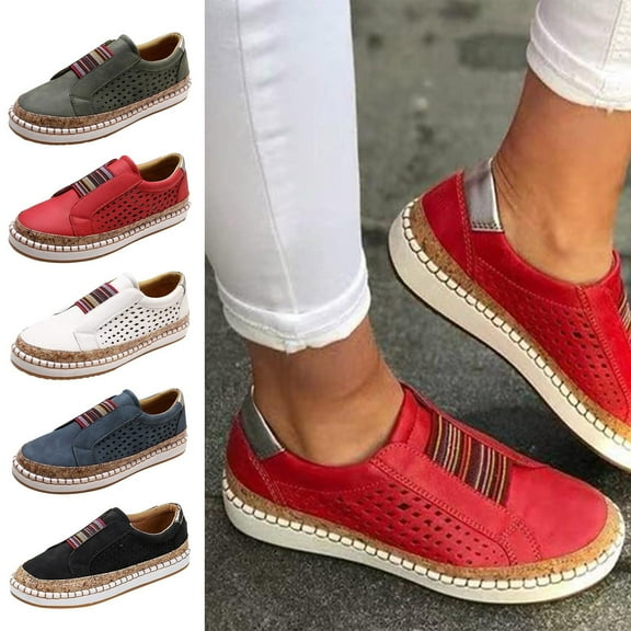FRSASU Low-Top Women's Fashion Casual Sneakers Comfortable Flats Breathable Women Low Slip on Shoes White