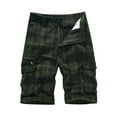 thumbnail image 1 of FRSASU Mans Plaid Button Short Fashion Zipper Cargo Casual Short with Pockets Army Green, 1 of 5