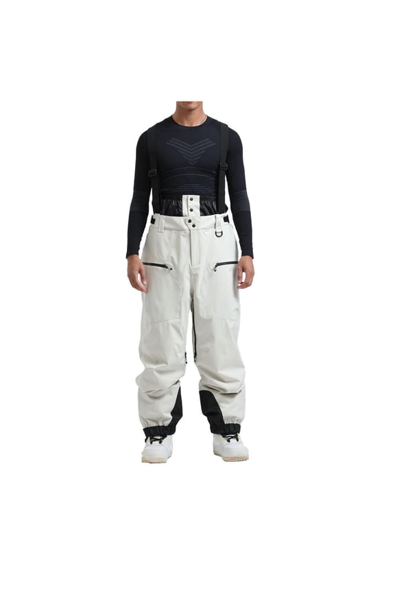 Mans Ski Pants Snowboard Pants Baggy Snow Pants Overall Waterproof Windproof Insulated Winter Sports Beige