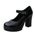 thumbnail image 1 of FRSASU Mary Jane Heels with Arch Support, Closed Round Toe Chunky Pumps for Women, Comfortable Block Heel Dress Shoes On Clearance, 1 of 7
