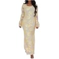 thumbnail image 1 of FRSASU Maxi Dresses for Women Elegant Classy Fall Winter Long Bell Sleeve Ruched Bodycon Fitted Cocktail Party Dress Beige, 1 of 6