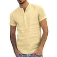 thumbnail image 1 of FRSASU Men Blouse Baggy Cotton Linen Soid Color Short Sleeve Retro T Shirts Tops Blouse, 1 of 8