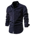 thumbnail image 1 of FRSASU Men Blouse Clearance Cotton Corduroy Long Sleeve Turndown Slim Fit Top Blouse Shirt, 1 of 9