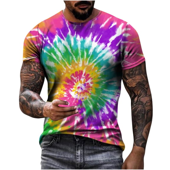 FRSASU Men Blouse Unisex Daily T Shirt 3D Print Graphic Print Tie-Dye Print Short Sleeve Tops Blouse