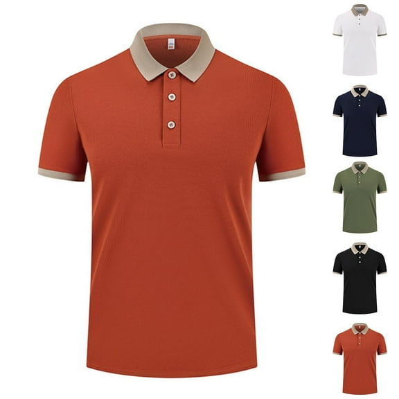 FRSASU Men Casual Fashionable Polo Shirt Solid Simple Style Lapel T Shirts Summer Quarter Button Pullover Tops White