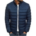thumbnail image 1 of FRSASU Men Coat Solid Color Stand Collar Zipper Shoulder Chest Rhombus Men'S Cotton Coat, 1 of 4
