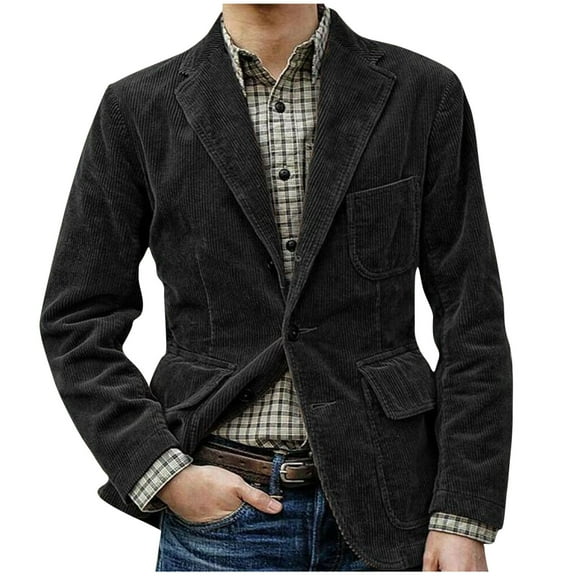 FRSASU Men Coat Solid Turndown Single-Breasted Cardigan Multi-Pocket Coat