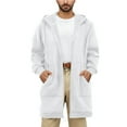 thumbnail image 1 of FRSASU Men Drawstring Hooded mid Long Jacket Coat Thick Warm Zipper Outwear with Pockets White, 1 of 7