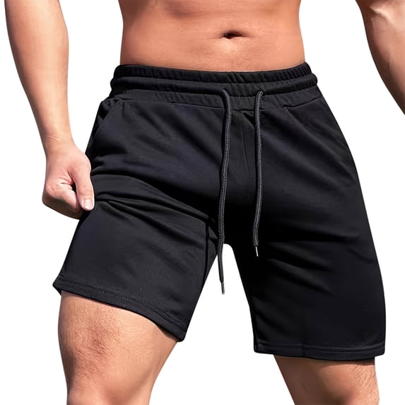 FRSASU Men Fitness Solid Color Casual Split 3-Point Shorts Summer Gym Athletic Training Short Running Workout Sports Short Black