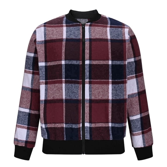 FRSASU Men Fleece Sweatshirt Plaid Full Zip up Casual Jacket Sherpa Lined Winter Warm Coat Brown