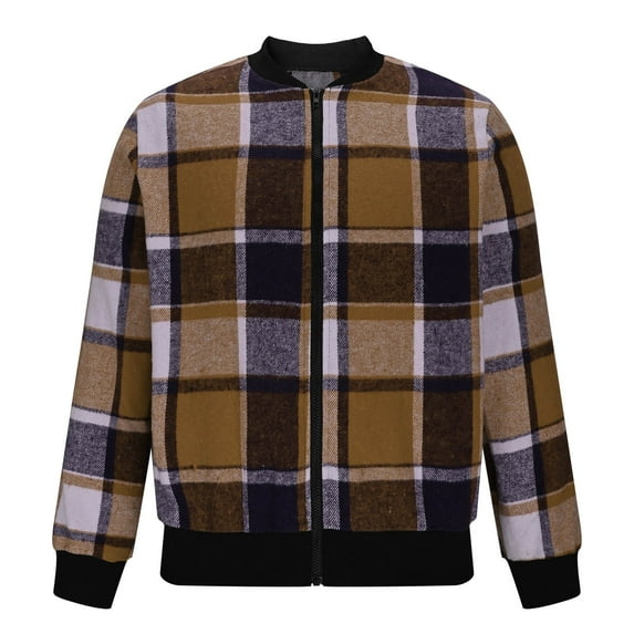 FRSASU Men Fleece Sweatshirt Plaid Full Zip up Casual Jacket Sherpa Lined Winter Warm Coat Coffee