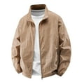 thumbnail image 1 of FRSASU Men Full Zip Fashion Solid Color Outdoor Sun Protection Jacket Long Sleeve Lightweight Stand up Collar Top with Pockets Khaki, 1 of 4