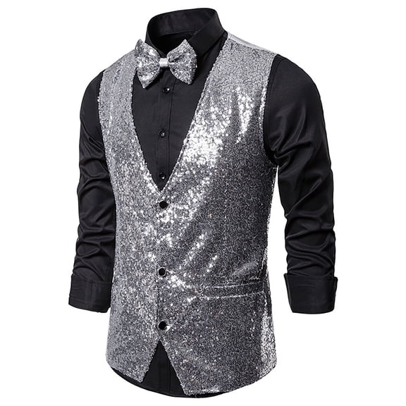 FRSASU Men Jacket ,Autumn and Winter Personality Sequins Vest Jacket
