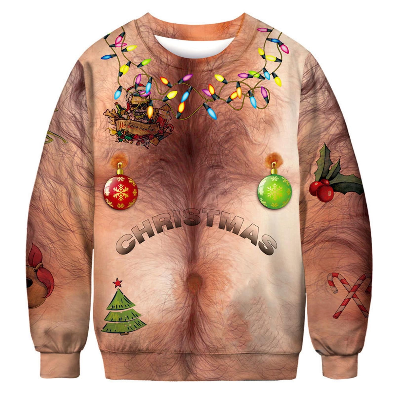 FRSASU Men Jacket Clearance,Jumper Christmas Shirt Funny Sexy Christmas 3D  Print Long Sleeve Pocket Sweatshirt - Walmart.com