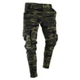 thumbnail image 1 of FRSASU Men Pants Skinny Stretch Pants Pleated Ripped Freyed Trousers Camouflage L, 1 of 4