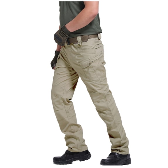 FRSASU Men Plus Size Pants Clearance,Pants Multiple Pockets Cargo Trousers Work Wear Combat Safety Cargo Pocket