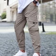thumbnail image 1 of FRSASU Men Relaxed Fit Drawstring Elastic Waist Cargo Pants with Pockets Baggy Outdoor Tapered Hiking Pants Gray, 1 of 8
