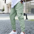 thumbnail image 1 of FRSASU Men Relaxed Fit Drawstring Elastic Waist Cargo Pants with Pockets Baggy Outdoor Tapered Hiking Pants Green, 1 of 8