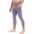 thumbnail image 1 of FRSASU Men Solid Color Pocket High-Elastic Yoga Pants Control Breathable Warm Running Cycling Sports Fitness Pants Purple, 1 of 6