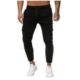 thumbnail image 1 of FRSASU Men Splicing Gradient Overalls Pocket Sport Work Trouser Pants Black L, 1 of 8